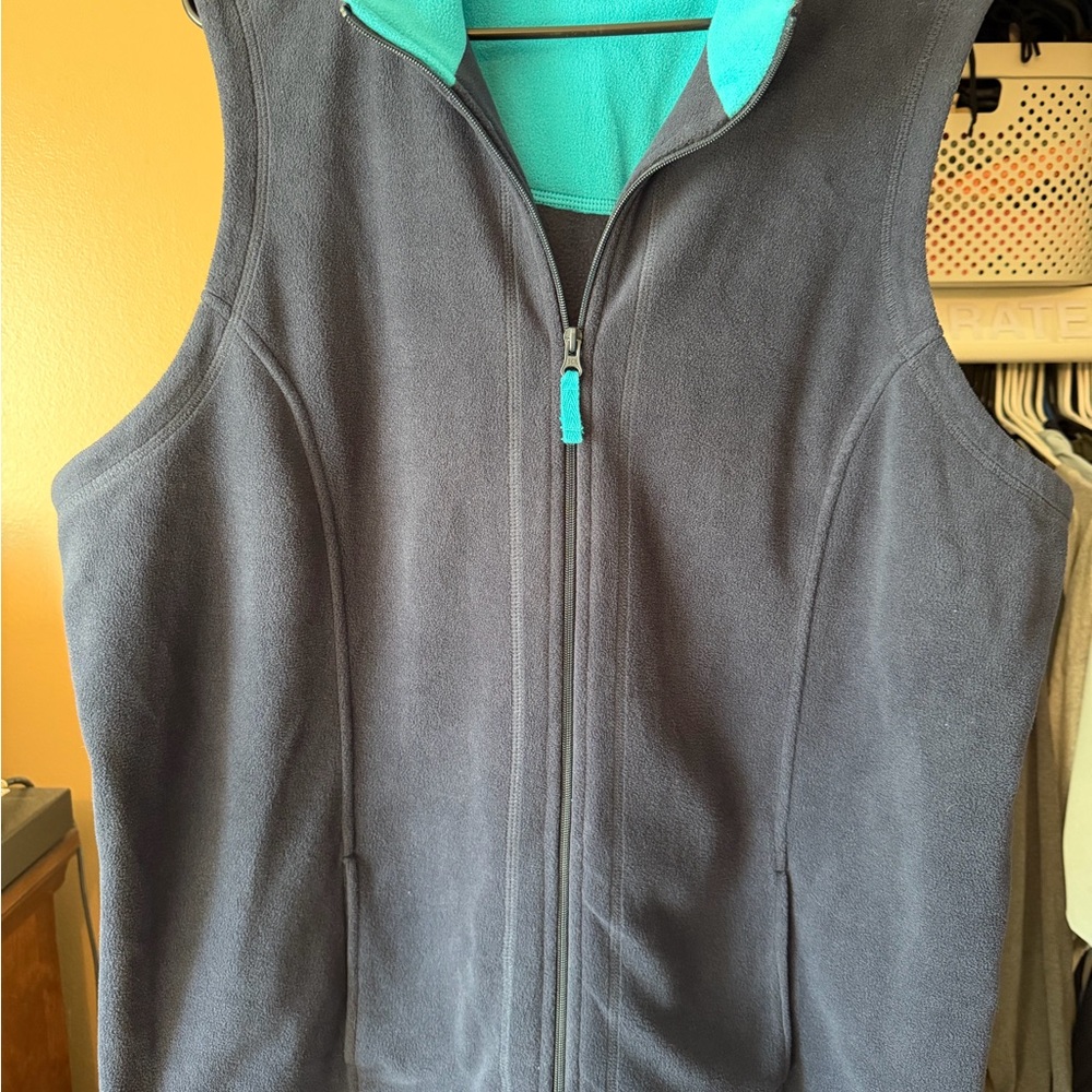 Laura Scott Navy Vest with Aqua Highlights